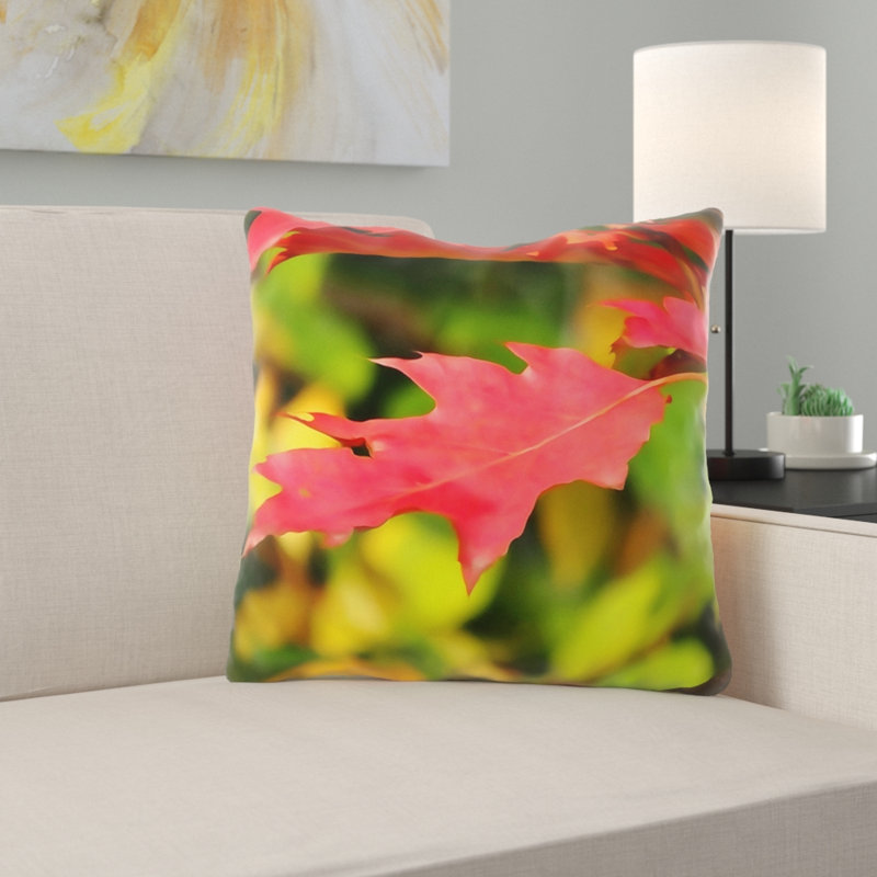 Housse et insert de coussin d'extérieur carré Whitmire Autumn, Microsuède, Intérieur