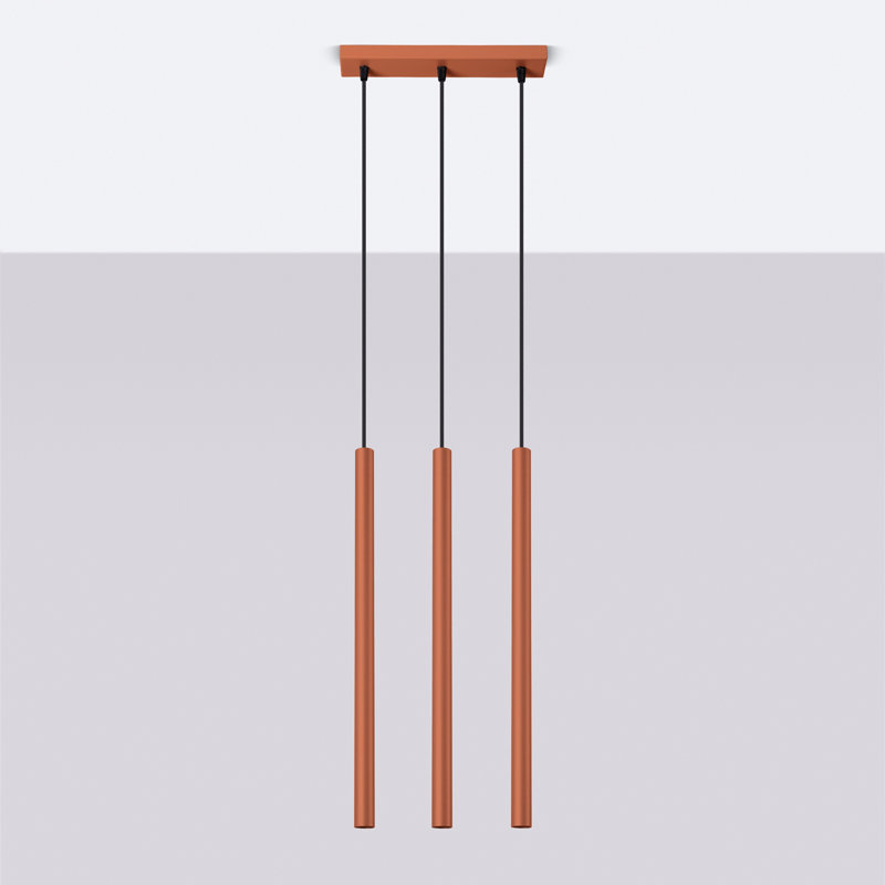 Berthile - Light Pendant, Red, 3 Lights, 52cm W x 9cm D