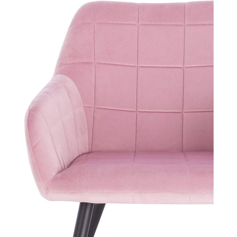 Palumbo Upholstered Dining Chair, 2, Velvet Pink, Black