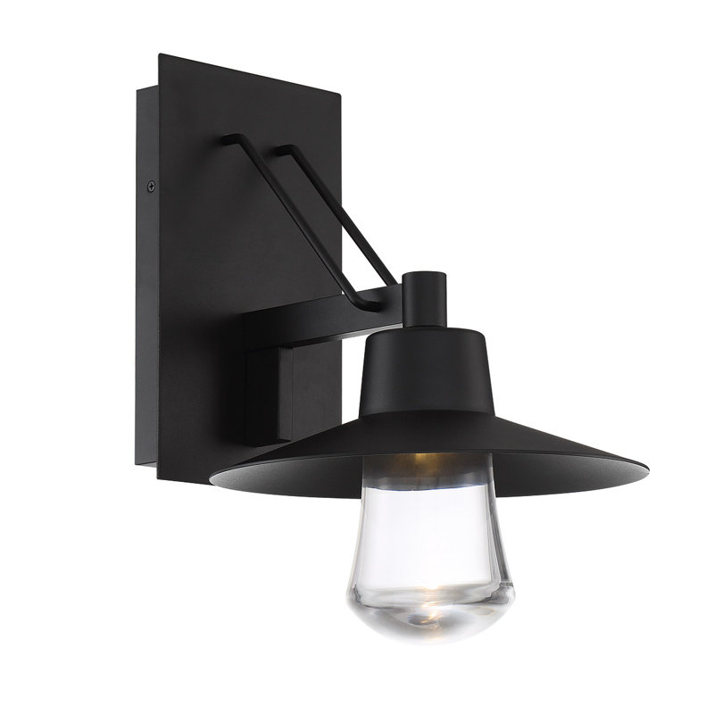 Black Mouth Blown Glass Dimmable LED Outdoor Wall Lantern