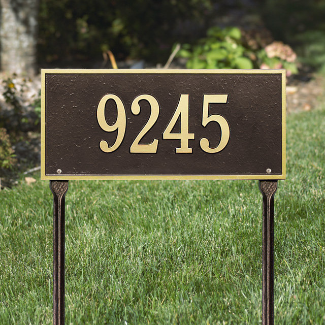 Hartford 1-Line Lawn Address Sign, Black and Gold, Yes