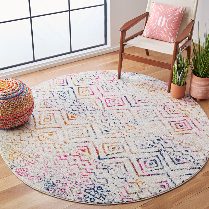 Tapis rose / bleu / orange Sunnowa Southwestern, Rond 5 pi