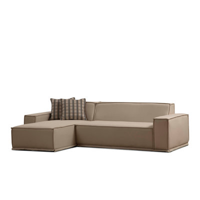 Codrey Elegant Corner Sofa with Beech Wood Frame & Chipboard, Cream Color, 65.7 x 106.3 x 28.3 inches | 100% Polyester Fabric, 28 DNS Soft Grey Foam | Includes 2 Pillows (19.7 x 19.7 inches) | Durable & Stylish Design, Perfect for Living Room
