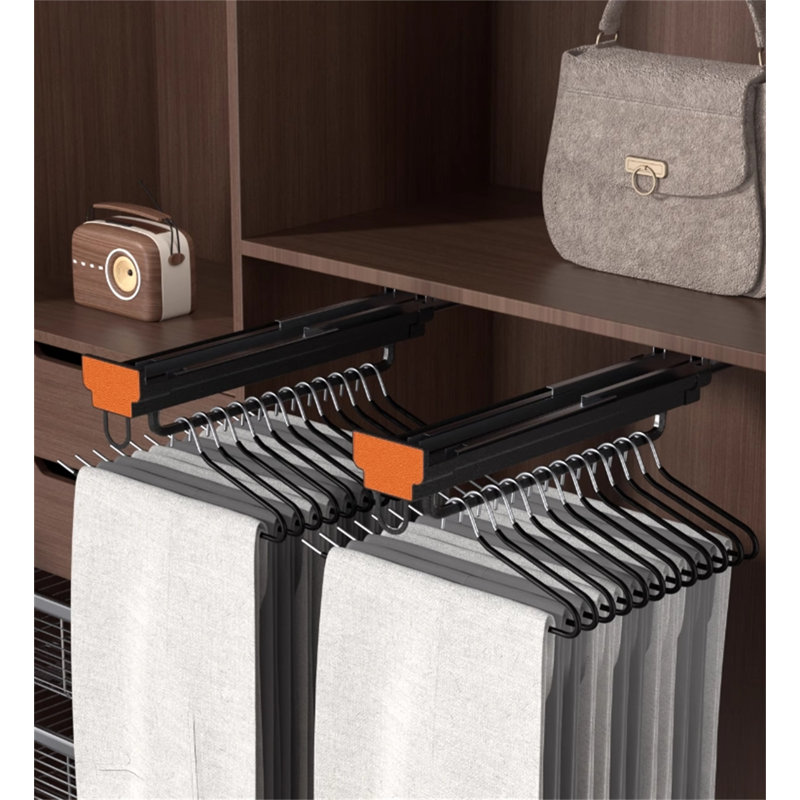 Porte-pantalons rétractable avec rail coulissant, H 3,74 po x l 2,95 po x P 13,77 po