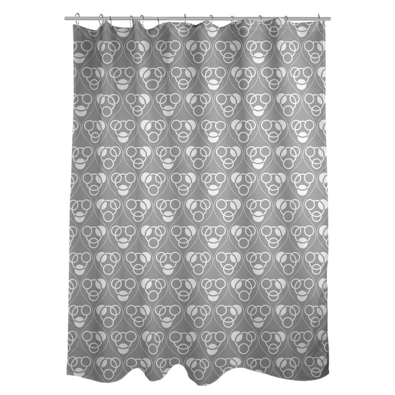 Rideau de douche simple cercles et vagues classic, Gris / Blanc