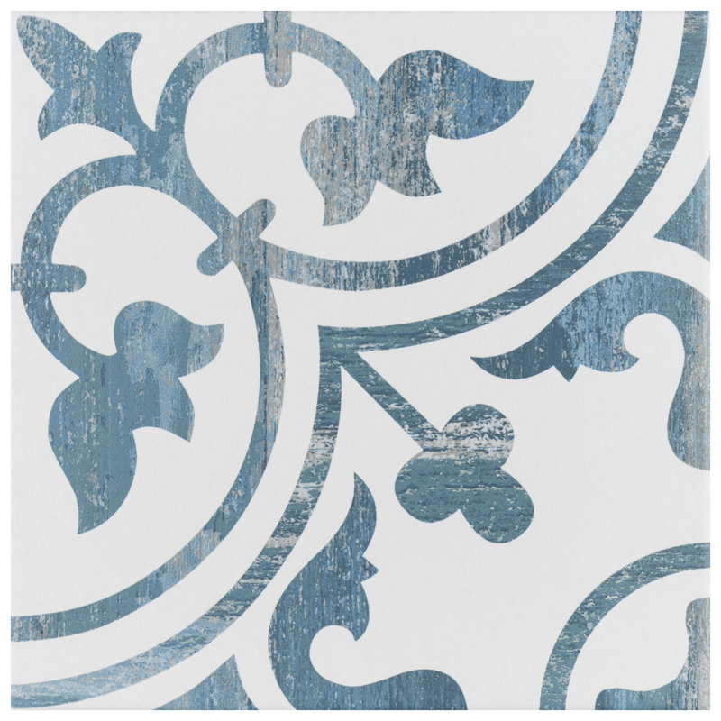 Cassis Arte 10" x 10" Porcelain Patterned Wall & Floor Tile, Blue