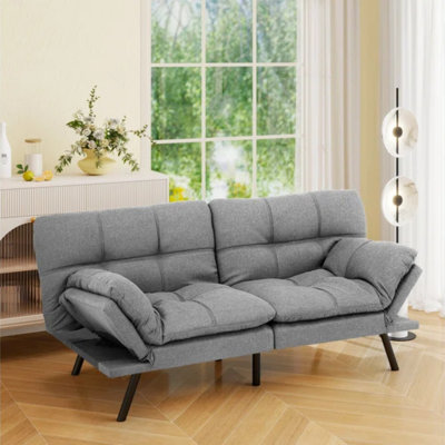 71" Futon Sofa Bed with Adjustable Armrest & Backrest , Multifunctional Love seat Convertible Sofa for Living Room, Apartment, Office