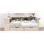 Lit plateforme en bois avec tablettes de rangement, tiroirs, station de charge et tête de lit-1445286511