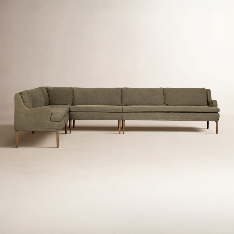 Aurelia 4-Piece Sectional, Right Hand Facing, Broadway Olive Linen, 34.5" H x 125" W x 76" D