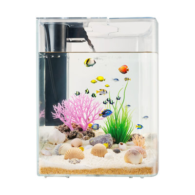 Fish Tank Aquarium, 3.5 Gallon Arch Ultra-Clear GPPS Starter Smart Tank Adjustable 3 Color Lighting, Self Cleaning System Fishbowl For Freshwater And Saltwater Fish Home, Office, Or Pet Use