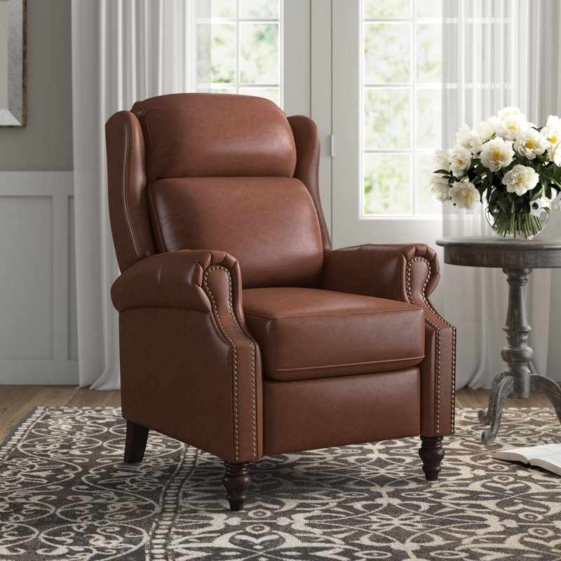 Fauteuil inclinable manuel Ambrosane, Cuir fleur brun