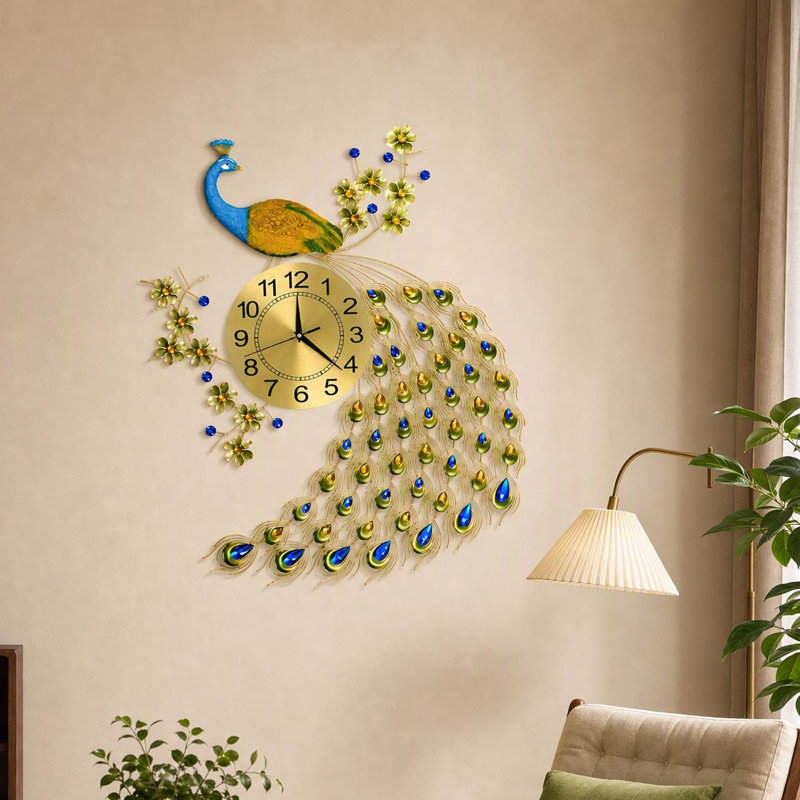 Domagala Luxury Peacock Metal Wall Clock