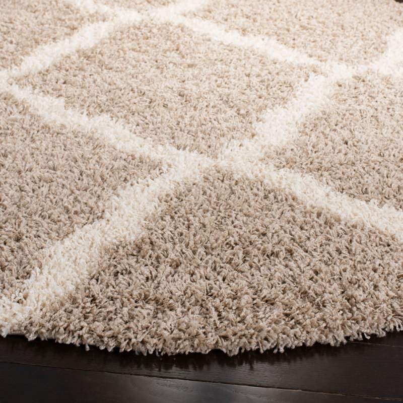Alonnah Geometric Ivory/Beige Area Rug, Round 4'