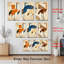 «Abstract Geometric Birds», reproduction d'art sur toile tendue sur toile (ensemble de 3)-81927632