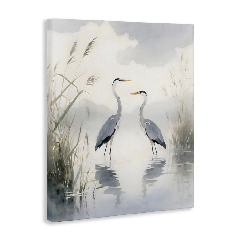 Toile Serene Wetlands Heron Reflections, design par Creative Studio, 20 x 16
