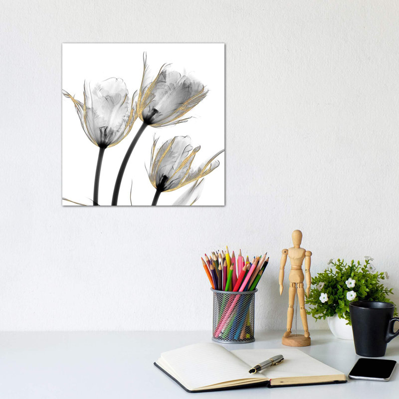 « doré orné de tulipes ii » par albert koetsier,-print, H 18 po x l 18 po x P 1,5 po, Toile tendue, Pas de tapis