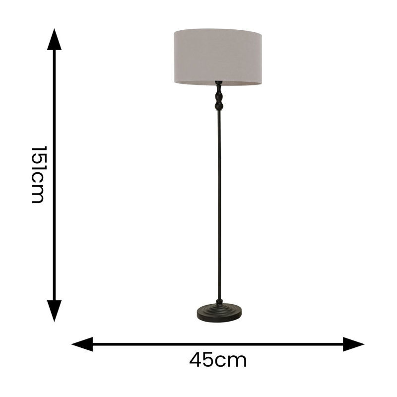 Reselva 151cm Traditional Floor Lamp, Black, Grey