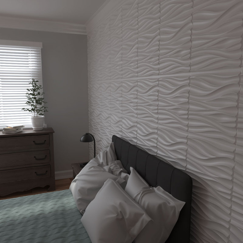 White Textured 3D PVC Wall Panels, 19.63" x 19.63", 12-Pack