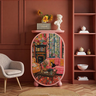 Armoire de rangement ovale en bois de frêne