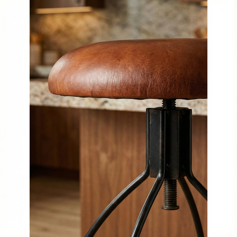 Catharine Swivel Upholstered Adjustable Height Counter Stool with Metal Frame