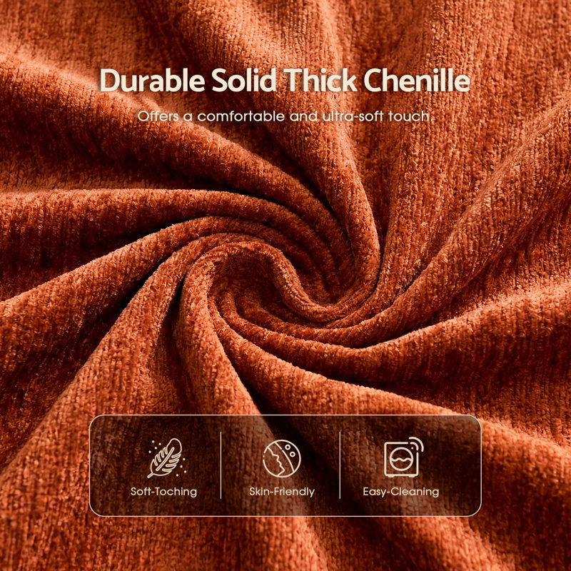Canapé modulaire en chenille 5 pièces à assise profonde et canapé convertible 5 pièces, Chenille orange
