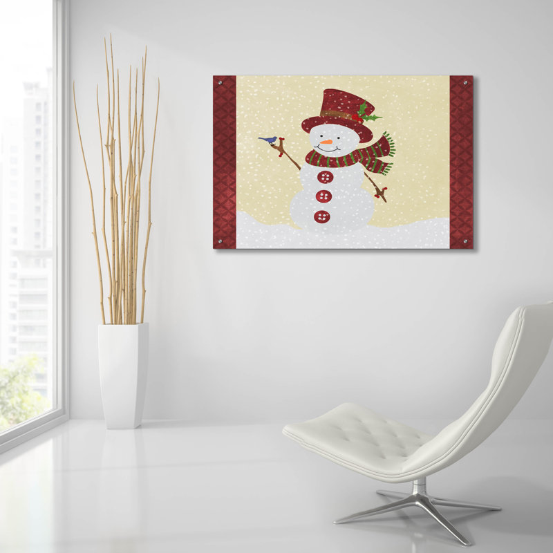  «Snowman 2» par Erin Clark, art mural en verre acrylique, 36 po x 24 po, H 24 po x l 36 po x P 0,2 po