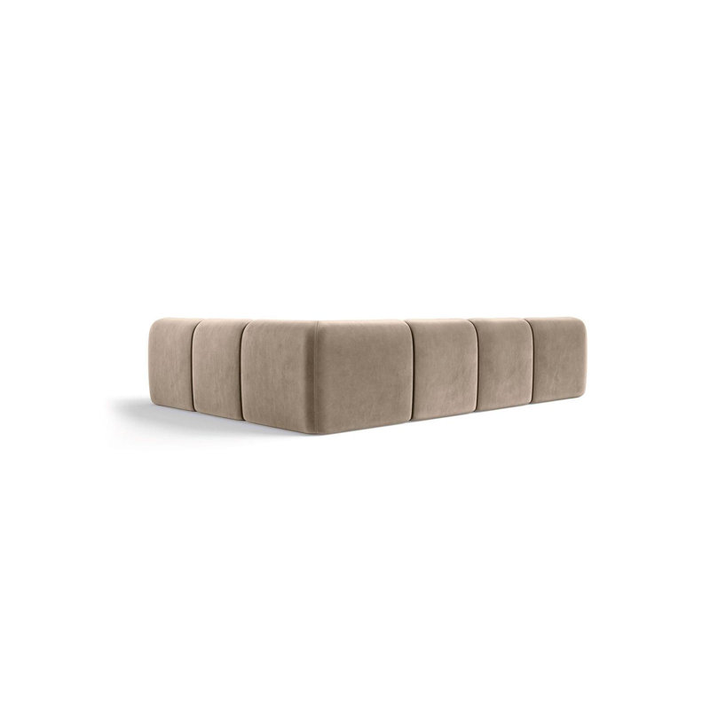 6 Seater Velvet Sofa & Chaise, Left Hand Facing, Warm Beige Velvet