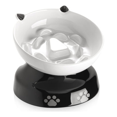 Ceramic Cat Slow FeederCat Food Bowl Tilted DesignDog Slow Feeder Bowl for Dry and Wet Food