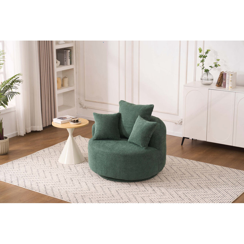 Swivel Barrel Chair, Antique Green