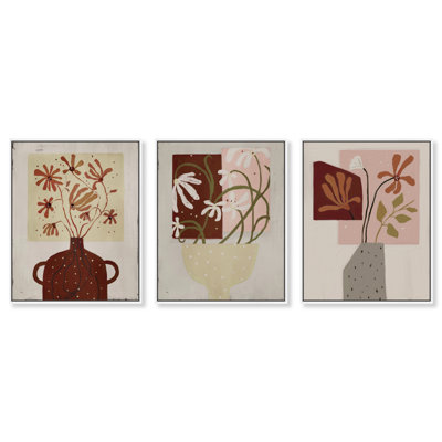 Modern Vases Set Floral & Botanical Canvas Print by Oliver Gal, Black Frame, 16 x 20