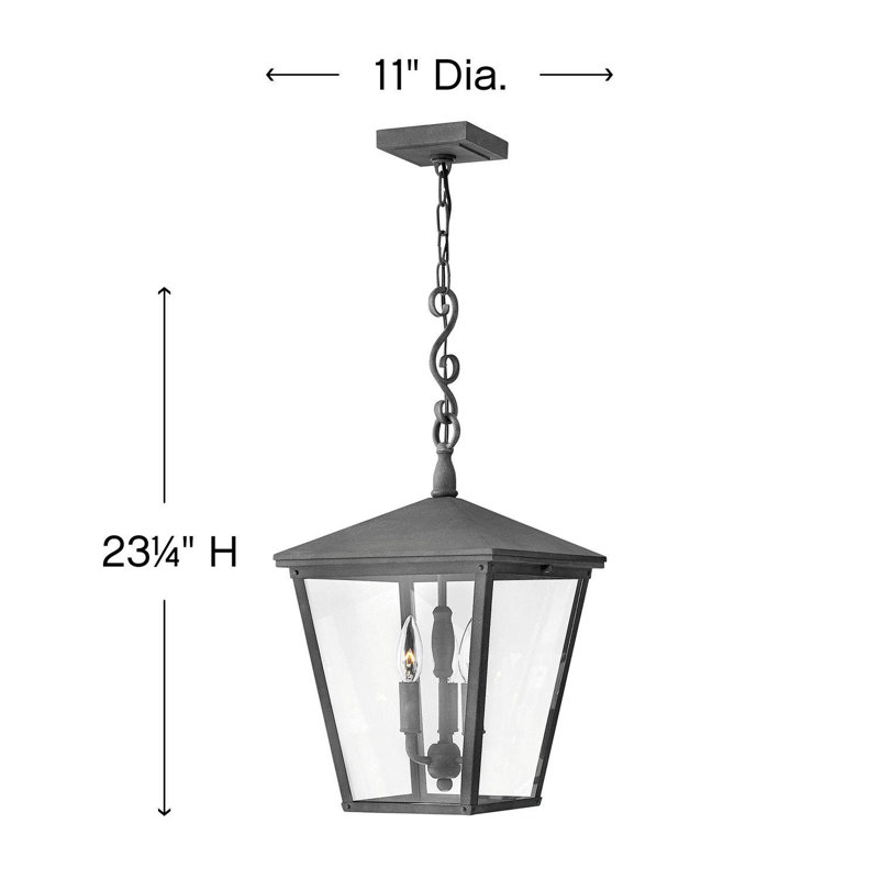 Trellis 3 - Bulb 23.3" H Mains only Outdoor Hanging Lantern, Clear Seedy, Incandescent, Aged Zinc