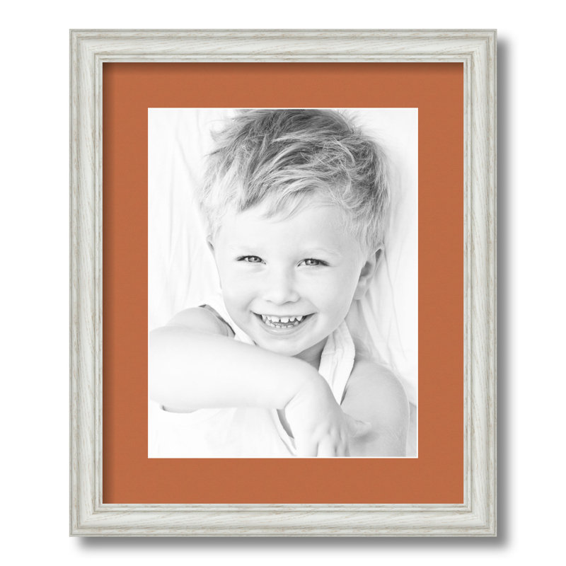 Wood Matte Picture Frame with Mat, Red Orange