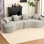 Canapé modulaire incurvé à pleine compression modulaire incurvé gris, canapé-lit en chenille haute densité 30D pour appartement, 800 lb 110 L