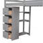 Lit mezzanine simple avec tiroirs de rangement, bureau et escalier, lit mezzanine en bois avec tablettes - gris