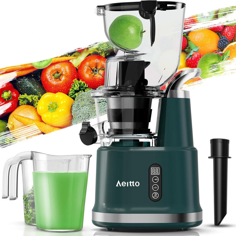 Aeitto - extracteur de jus à pression lente, extracteur de jus vertical, grand canal, convient aux fruits et légumes entiers, sans BPA