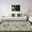 Tapis intérieur floral rayé, vert, ivoire, rose, orange, lavable à la machine, à poils plats et antidérapant pour le salon et la chambre à coucher - vert, 8 x 10-111603960