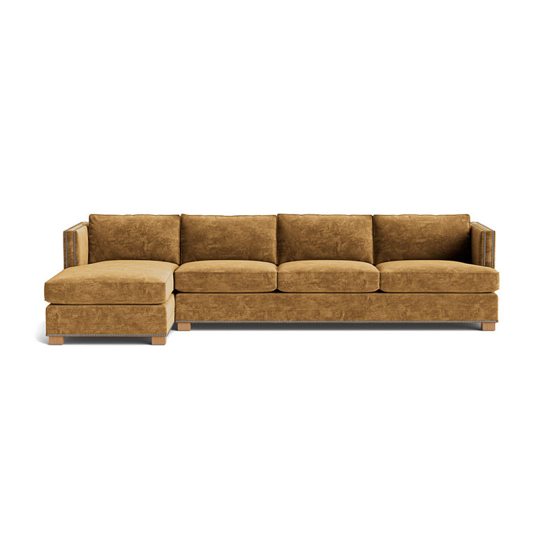 Upholstered Sectional, Brushed Nickel, Vintage Chenille - Bronze, Natural