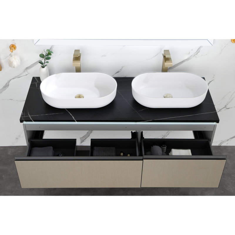24 po Lavabo de salle de bain rectangulaire blanc - Matériau d'installation au-dessus du comptoir pour décolorer les surfaces lisses, impact et finition délicate