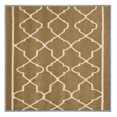 Machine Washable Trellis Brown Area Rug