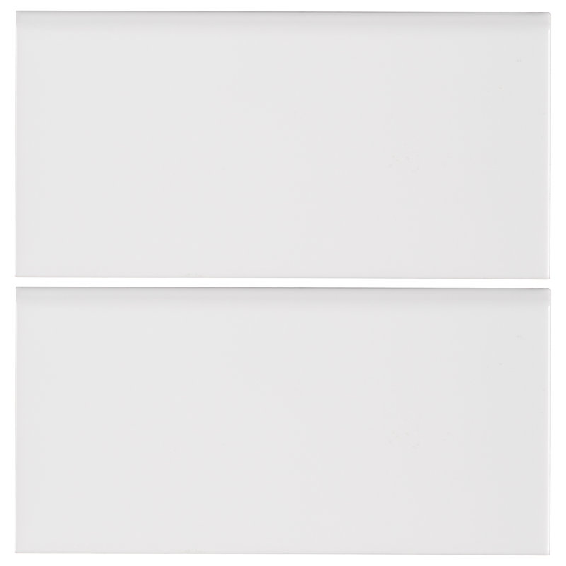 6'' L x 3'' W Ceramic Bullnose Tile Trim, White Glossy