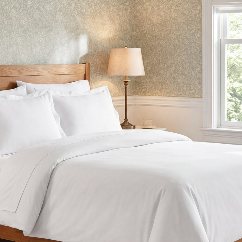 Edmont 530 Thread Count Certified Egyptian Cotton Blend Solid Duvet Cover Set with Pillow Shams, Light Blue, Twin / Twin XL