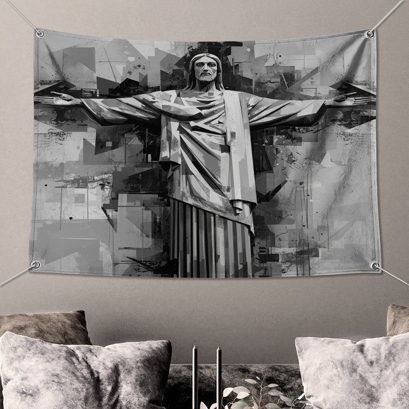 Tapisserie murale Christ, le Rédempteur, H 50 po x l 60 po avec 4 œillets