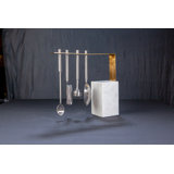 Avalo White Marble & Gold Hanging Bar Tools Set