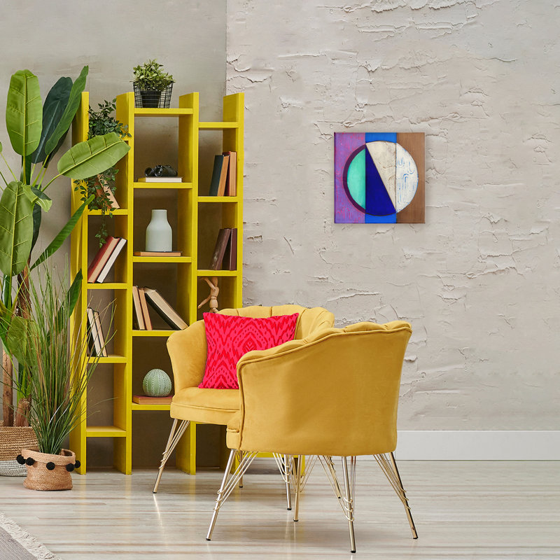 Toile à motif de cercle bleu et mauve structuré, design par Matthew Finger, H 17 po x l 17 po