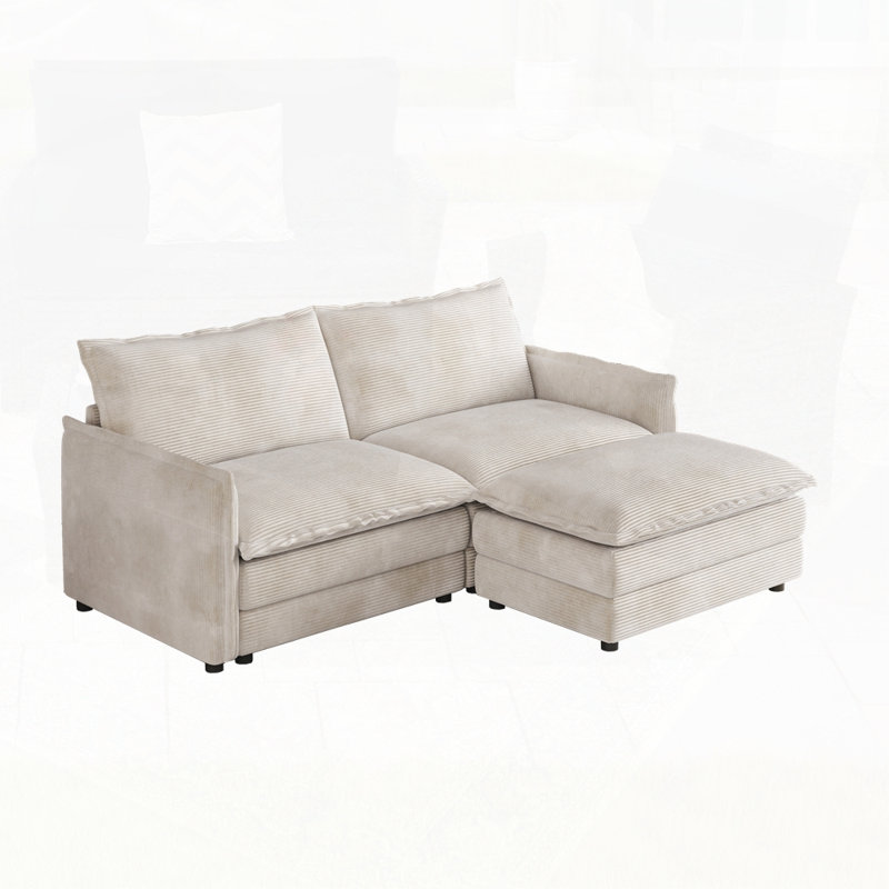 Canapé rembourré à assise profonde de grande taille, Beige
