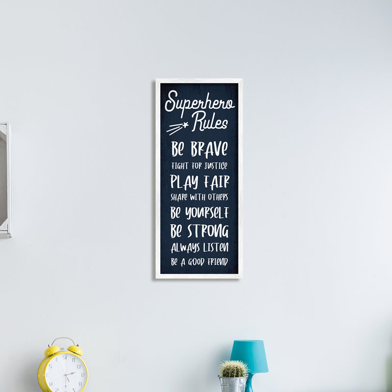 Brave Superhero Rules Kid's Blue, Toile tendue, H 30 po x l 13 po