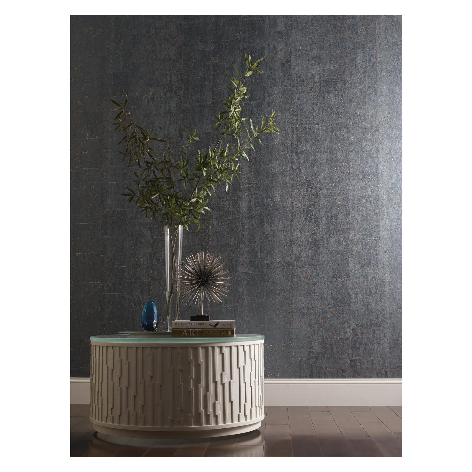 Candice Olson Natural Splendor Modern Grass Cloth Abstract Wallpaper, Charcoal