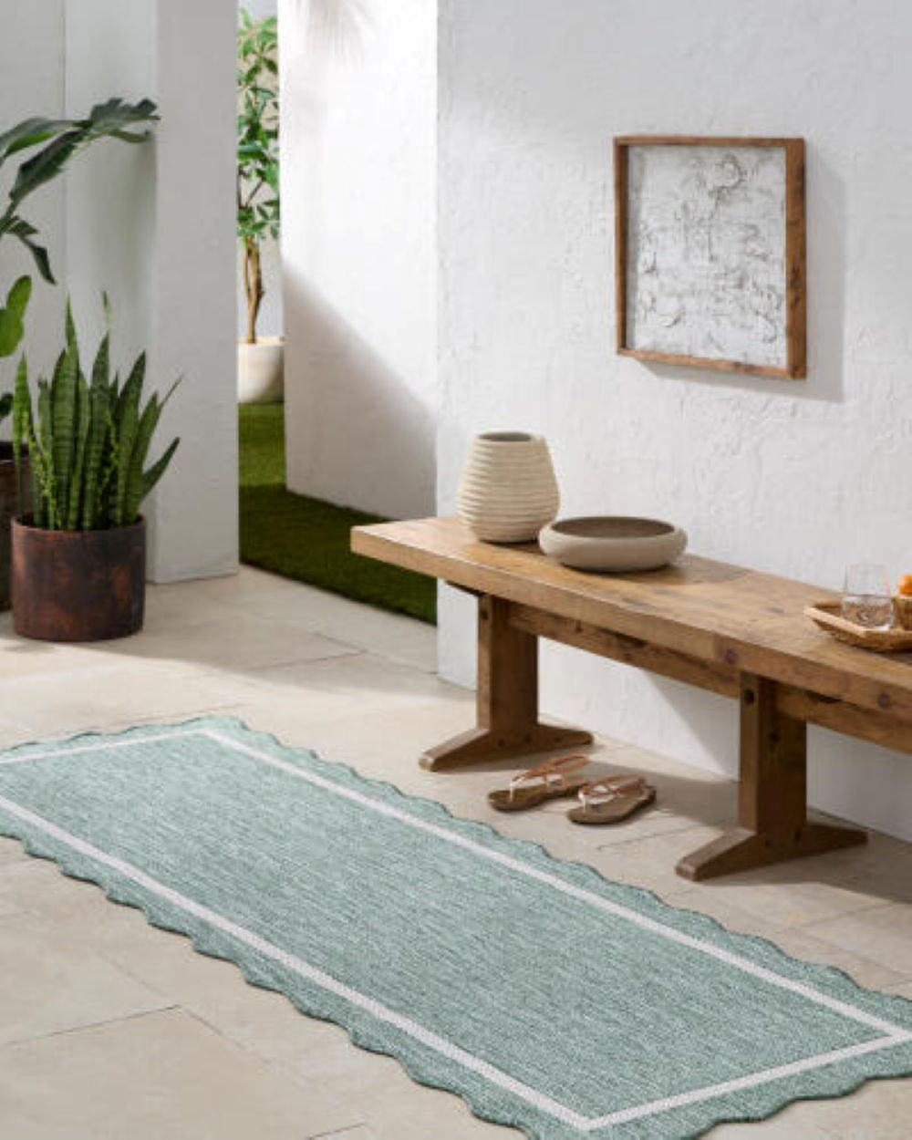 Skiles Flatweave Outdoor Rug, Runner 2'7.5" x 7'2.6"