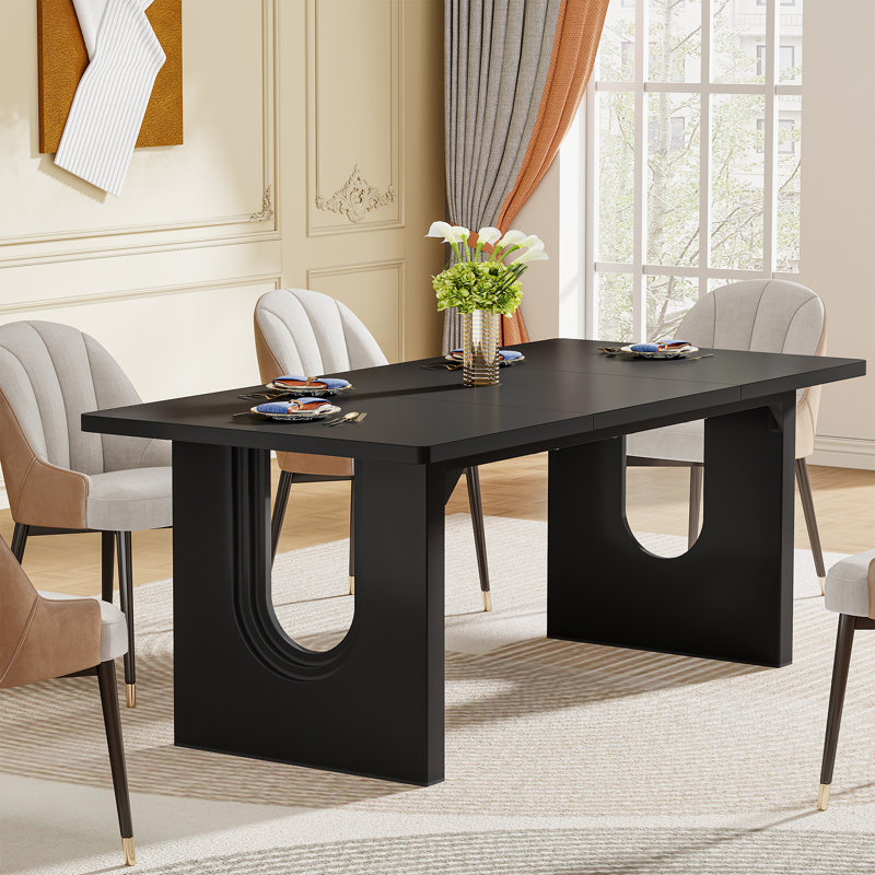 Bureau double caisson en bois manufacturé Joonyoung , Noir
