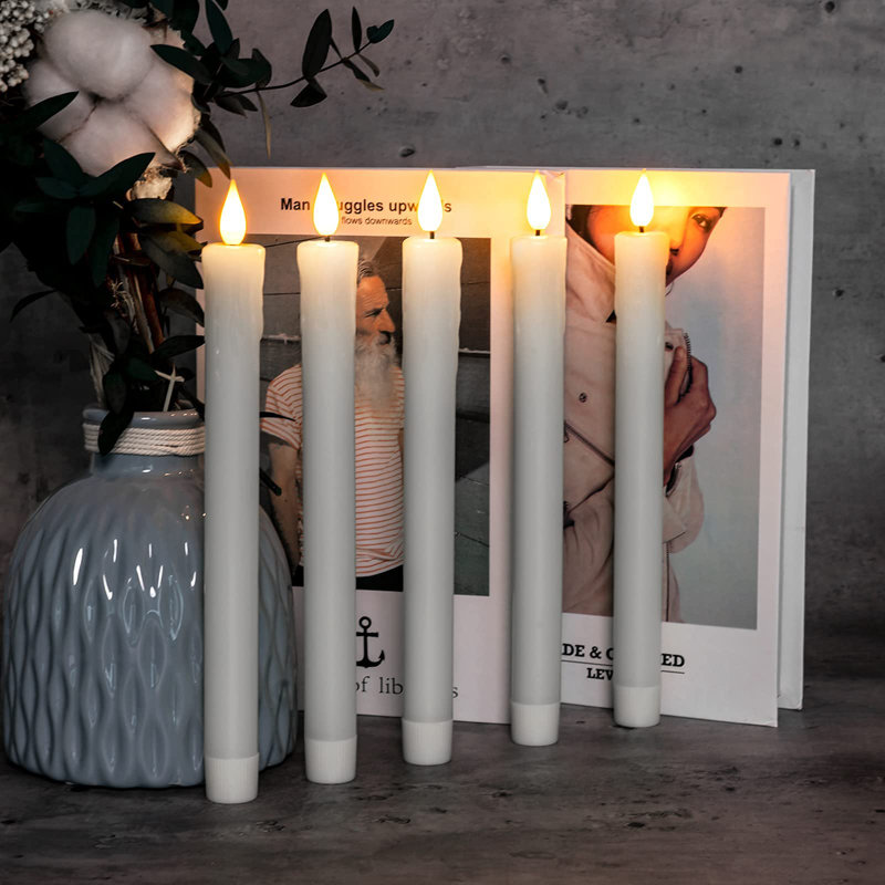 Unscented Flameless Taper Candle, White